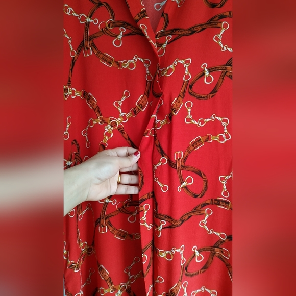 Zara Red Chain print shirt Dress - Picture 5 of 12